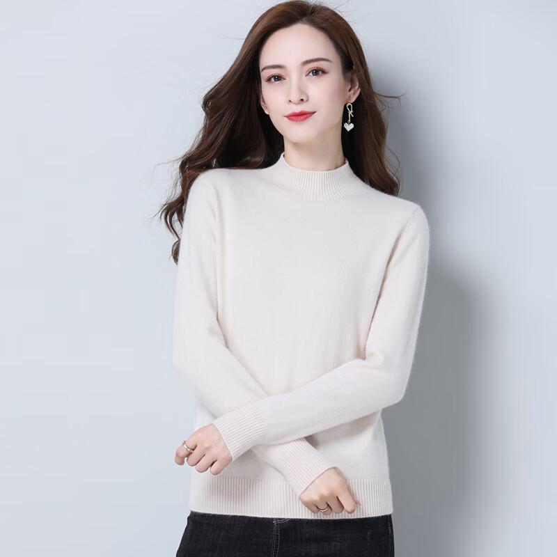 

Женский свитер свободного кроя с полувысоким воротником и утолщенной вязкой XL