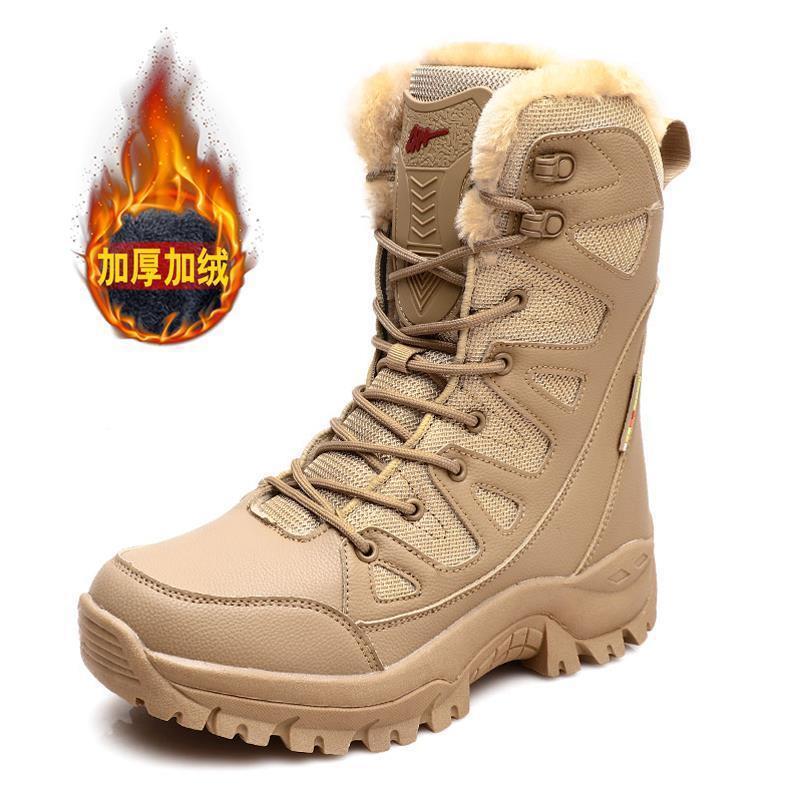 New Large Size Combat Boots High Top Piled Thickened Hiking Snow Boots