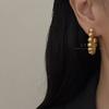 French Retro Spanish Niche Design Exaggerated Fashion Beads C Ring Electroplated 11K Gold Premium Earrings Ears
