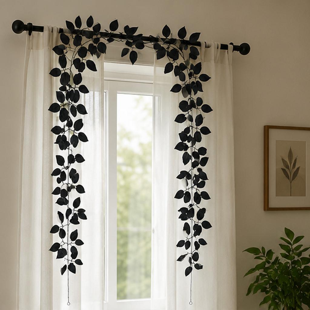Artificial Rose Leaf Garland 26 Forks Faux Vine with Realistic Leaves for Indoor Outdoor Decorative Use Halloween Party Wedding