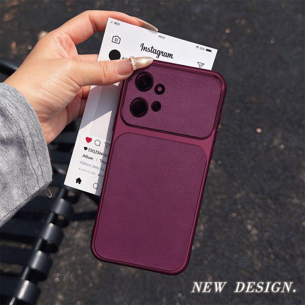 Premium Vegan Leather Casing for Xiaomi Redmi Note 12 4G Electroplated Frame & Large Lens Case