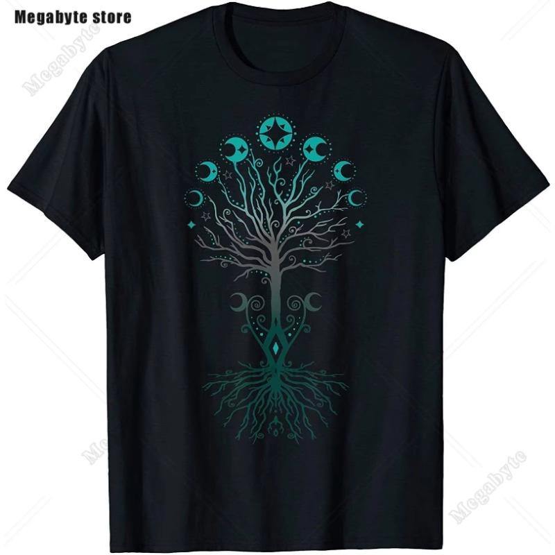 Classic Tree of Life Yin Yang Design T-Shirt Man's T-shirt Leisure T Shirt Kawaii Men Clothing Cotton Beach Short Sleeve