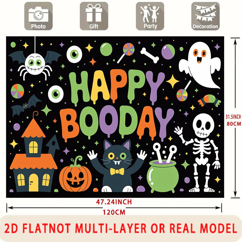 Party Backdrop Halloween Flat Booday Multi Layered Celebrations Event Backdrop Decoration Front Door Decor