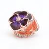 Rose Gold & Deep Purple Pansy Flower Charm - Elegant Beaded Gift for Women