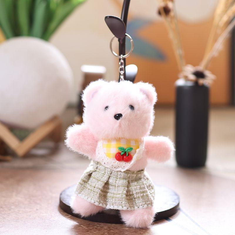 Cartoon Cute Bear With Cherry Scarf And Skirt Plush Toy Pendant Keychain