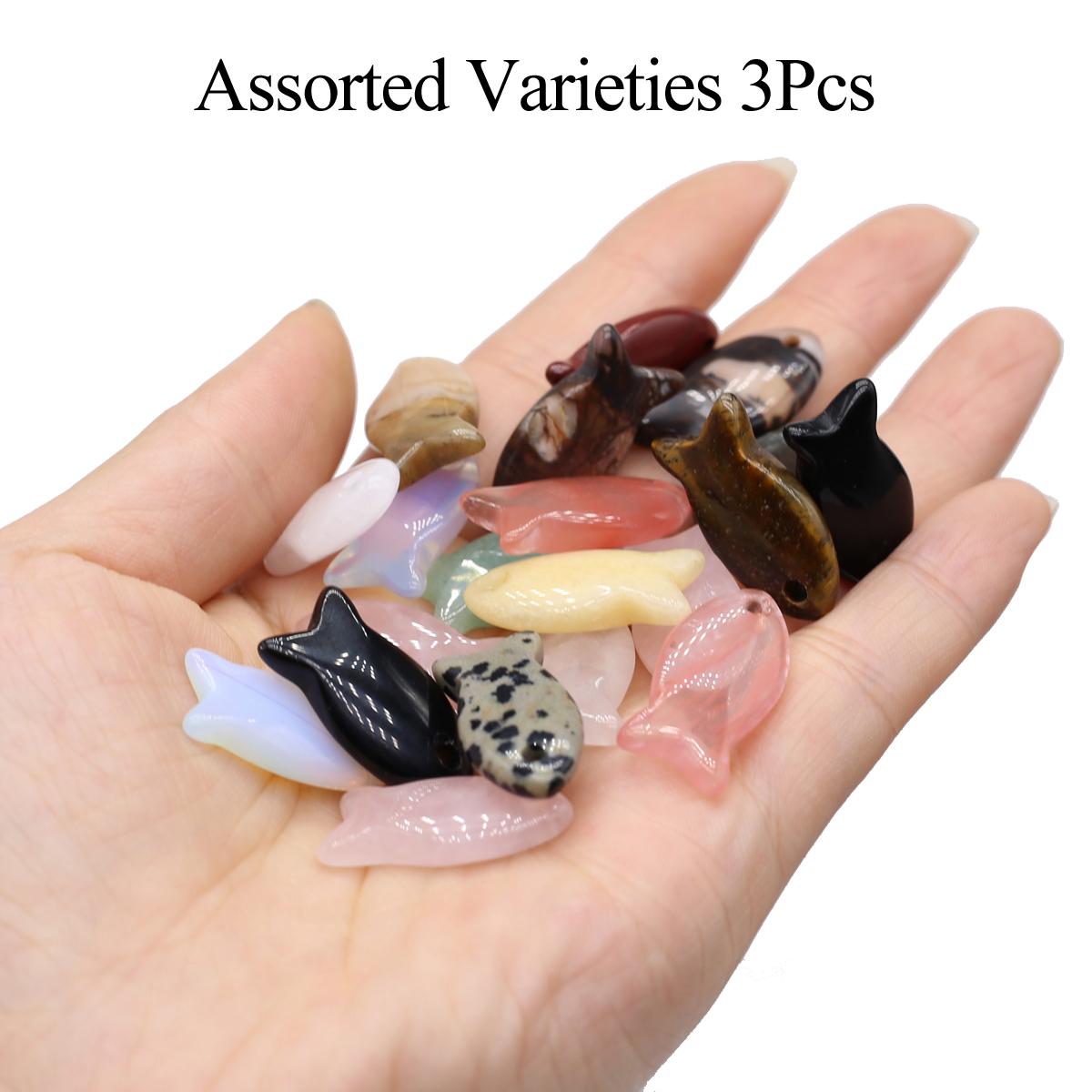 

3 шт. Подвеска в форме рыбки из натурального камня с отверстием, морской стиль, хрустальные подвески для исцеления Рейки, для рождественских подарков своими руками, изготовление ювелирных изделий для женщин и мужчин 3Pcs/13×25mm разноцветный