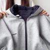 Reversible Hooded Zipper Sweatshirt Women's Cardigan – Loose, Lazy Style for Spring and Autumn