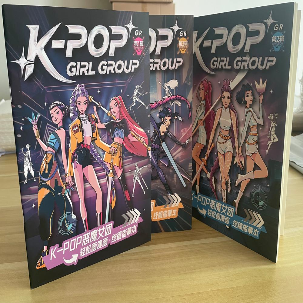 K Pop Dämonenjäger Anime Figur Farbe DIY Malbuch Film Huntrix Cartoon Graffiti Malbücher Kinder Malspielzeug Geschenk