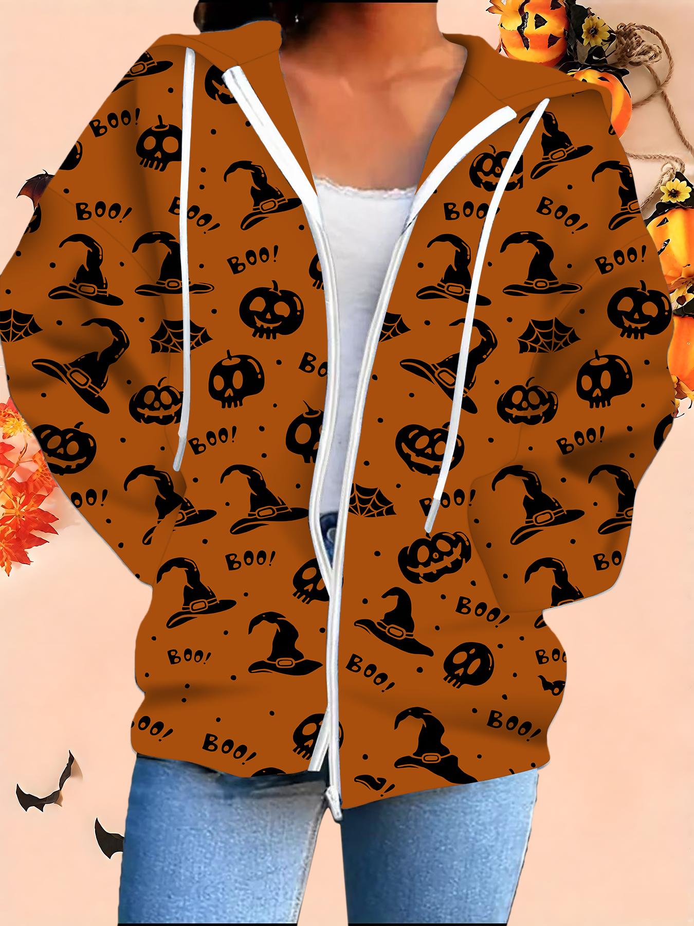 

Хэллоуин Кардиган с капюшоном 3D-принт Большой размер Осень Зима Ретро 1XL оранжевый