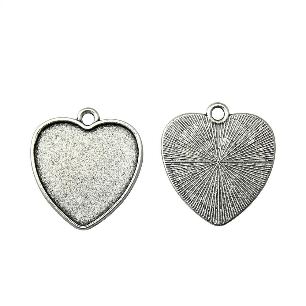 

10 шт. сердце классический стиль камея кабошон кулон базовая установка ювелирные компоненты аксессуары античное серебро цвет цинковый сплав 25 мм