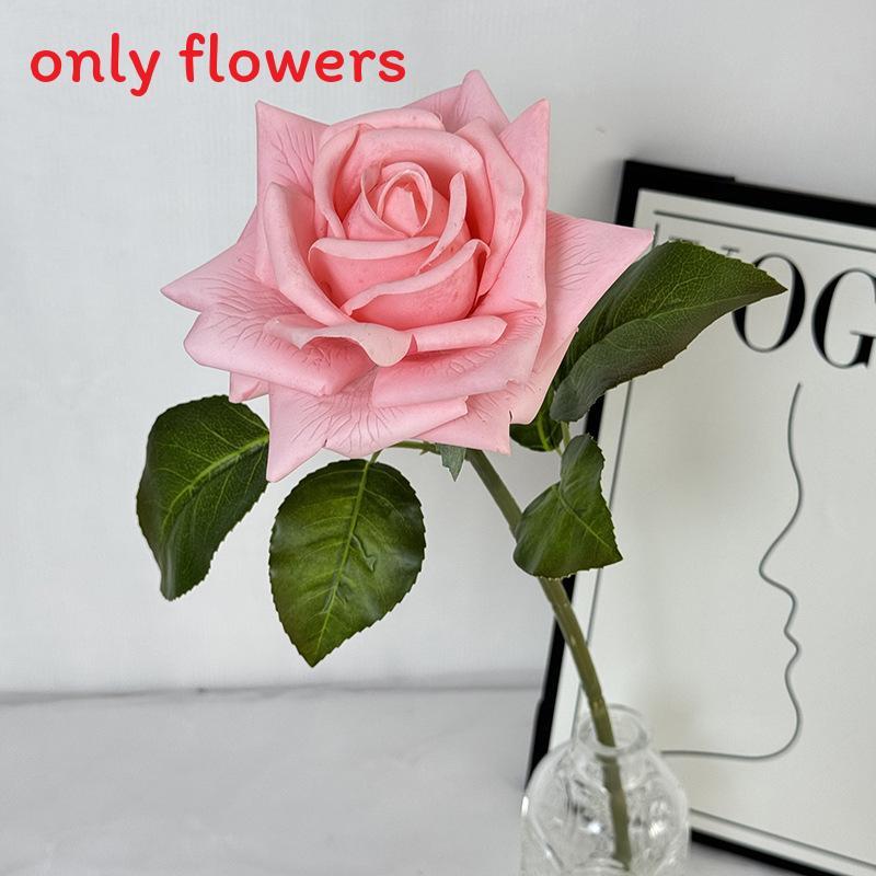 Wedding Rose Faux Flower With Fabric And Silkprinted Leaves For Party And Home Decor