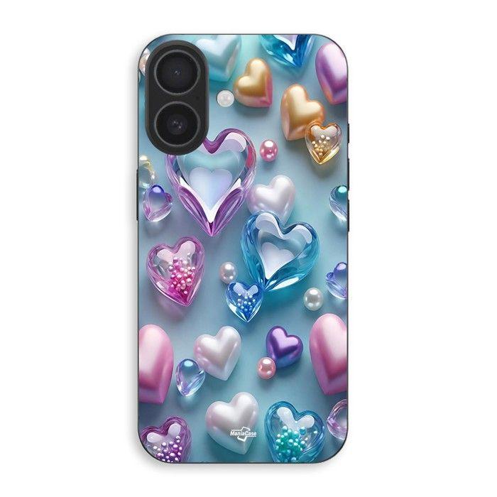 Coque de téléphone - MANIACASE - Iphone 16 Plus - Silicone - Souple - Cœurs colorés