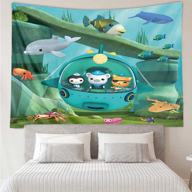 Octonauts Print Tapestry, Backdrop, Easy Setup, Ideal for Bedroom, Office & Living Room, with Aesthetic Wall Hanging Decor.