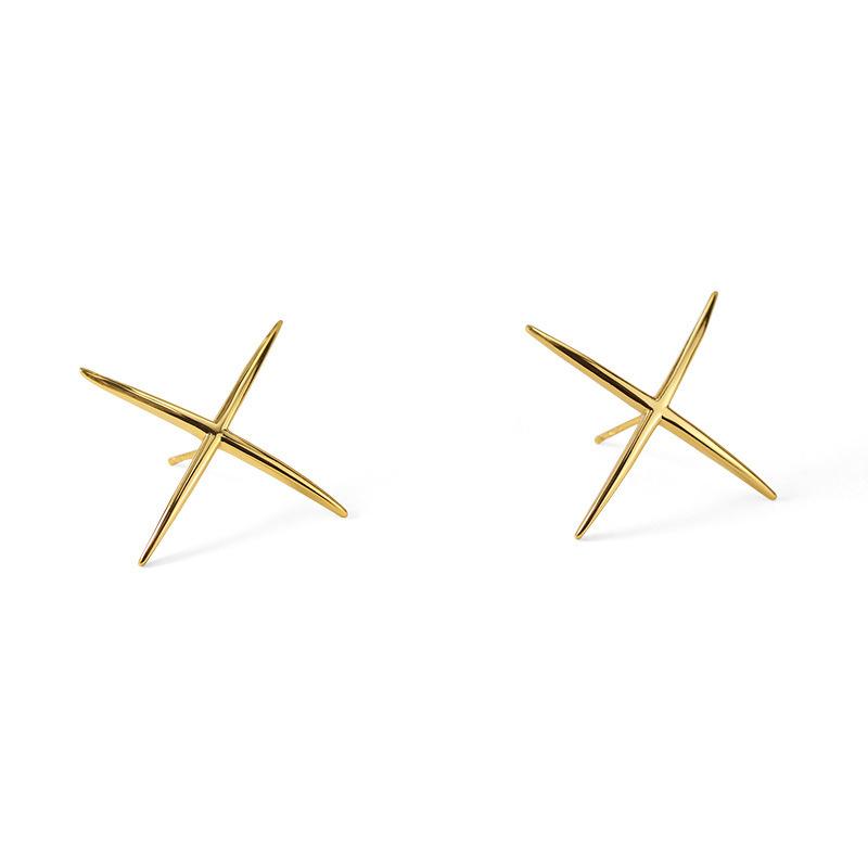 

Крест Минималистичные Глянцевые Геометрические Линии Женский Стиль Нишевый Дизайн Персонализированные Серьги для Женщин