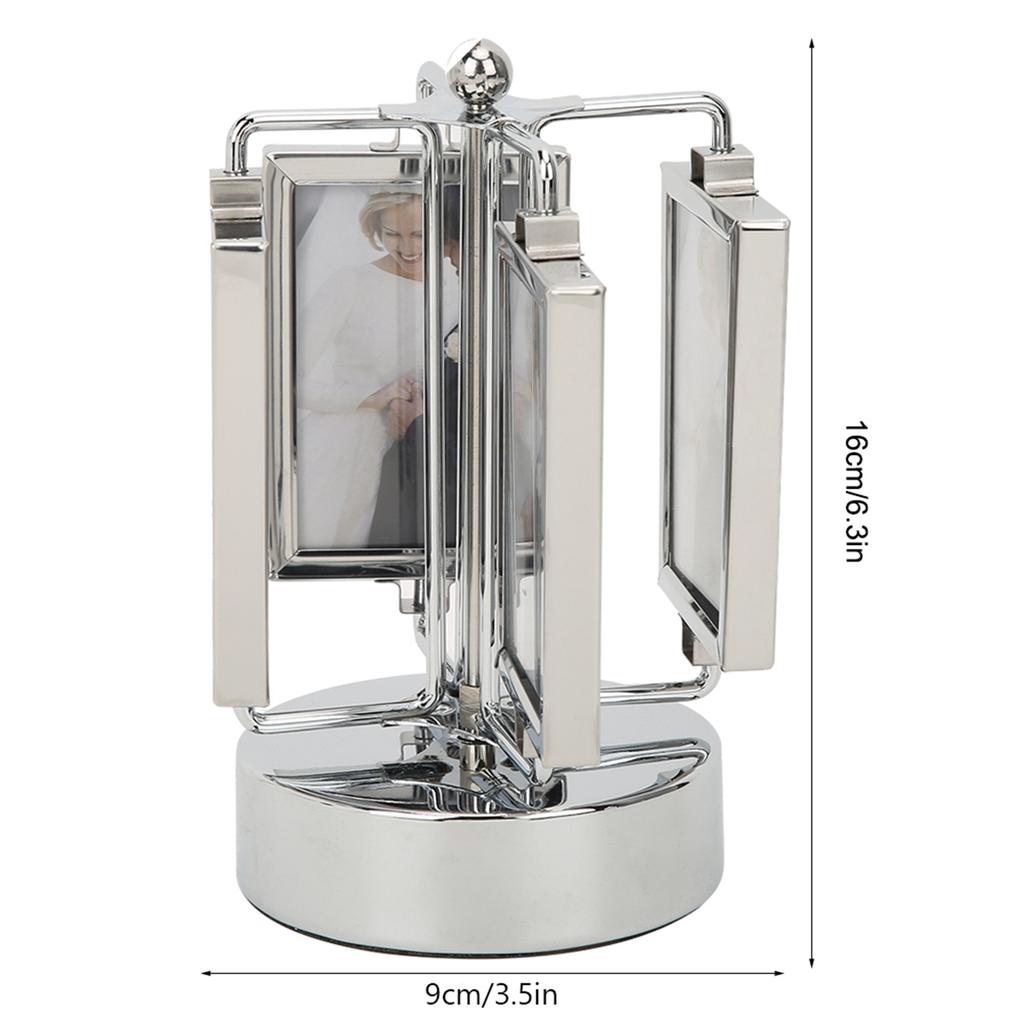 Rotating Music Box Photo Picture Frame Home Living Room Bedroom Decoration for 3x2in Photo