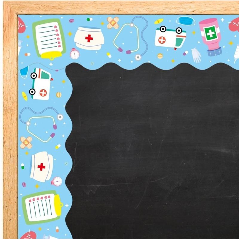18m/59ft Nurse Day Border Sticker 70mm Wide Nurse Day Decorative Border Trim Wall Sticker for Hospital Celebration
