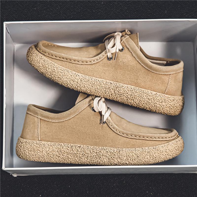 2024 Men's Frosted Leather Slip-On Shoes - Trendy Soft-Soled Casual Footwear for Spring & Summer