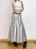 Spódnica długa plisowana z wysokim stanem dla kobiet Streetwear Styl punkowy Odzież Y2k Moda jesienno-zimowa Spódnica w kształcie litery A Jednolity kolor