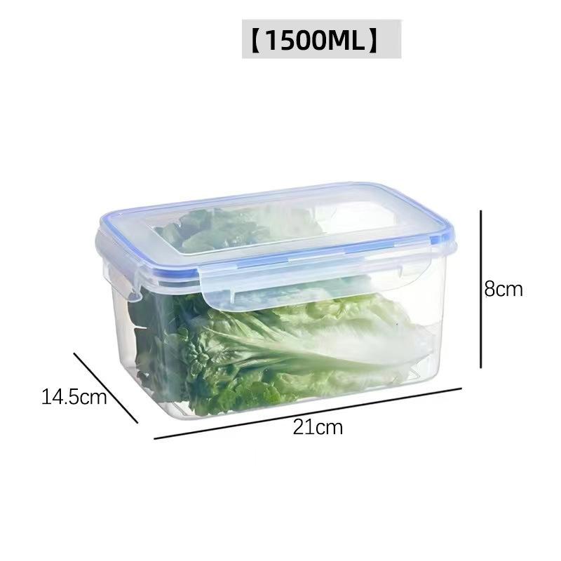 Sealed Rectangular Refrigerator Storage Box with Lid Plastic Trasparent Crisper Food Containers Stackable Microw