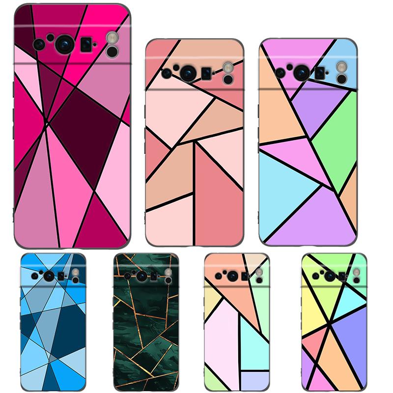 For Google Pixel 10 Pro Phone Case Pixel 9 Pro XL TPU Case Pixel 8 Pro 9A 8A 7A 7 6A 6 Pro Soft Cover Color Geometry Marble