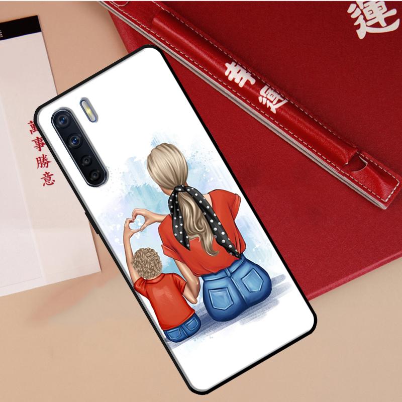 Black Brown Hair Baby Mom Girl Son Cover For OPPO A96 A76 A16 A17 A57 A77 A57s A15 A5 A9 A31 A53 A52 A72 A93 A54 A74 A94 Case