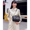 HONGU Leather Crossbody Bag, Handbag, Chain Shoulder Bag, Square Purse, Black
