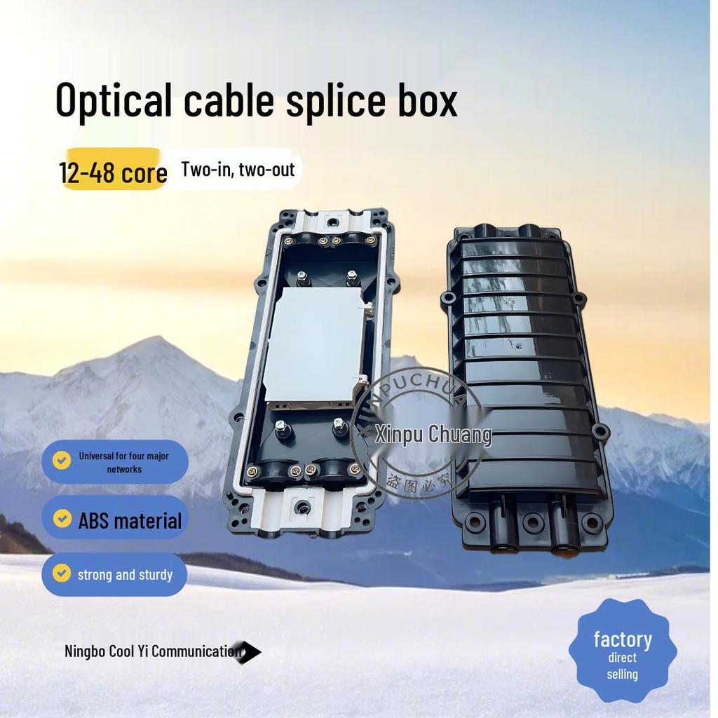 Dual-Entry 12-Core Fiber Optic Splice Closure Kit with Fusion Splicing, ABS+PC Compact Connector Box