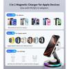 Magnetic Wireless Charging Station for iPhone 16 15 14 Foldable Rotating Light Adjustment 3-in-1 15W Fast Mag-Safe Charger Stand