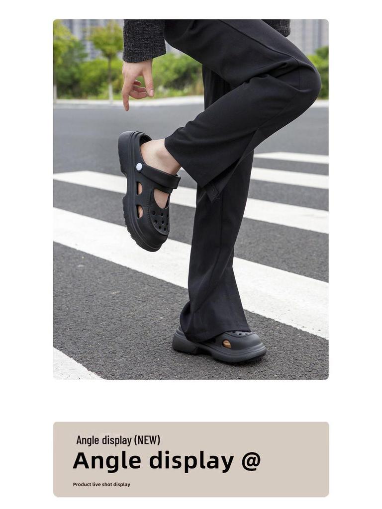 Damen-EVA-Mary-Jane-Schuhe, verbesserte Ausführung: Dicksohlige, höhenerhöhende, rutschfeste Zehensandalen für den Strand