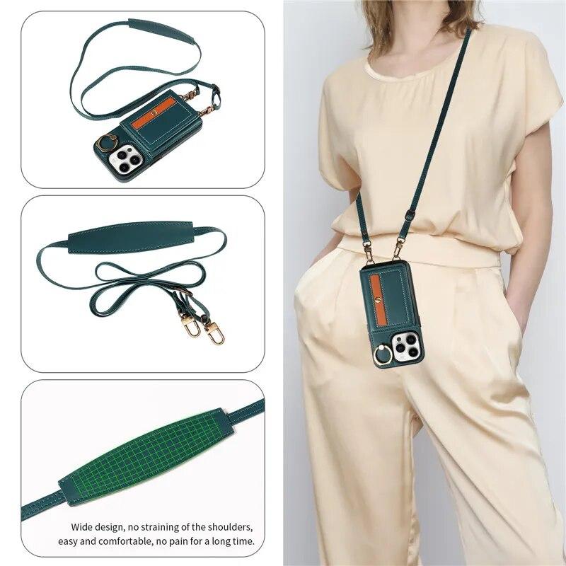 Ring Lanyard Leder Brieftasche Fall für iPhone 15 Pro Max 14 Plus 13 Pro 12 Samsung Galaxy S24 Ultra S23 S22 21 FE A25 A15 A54 A34 A14 Flip Telefon Abdeckung