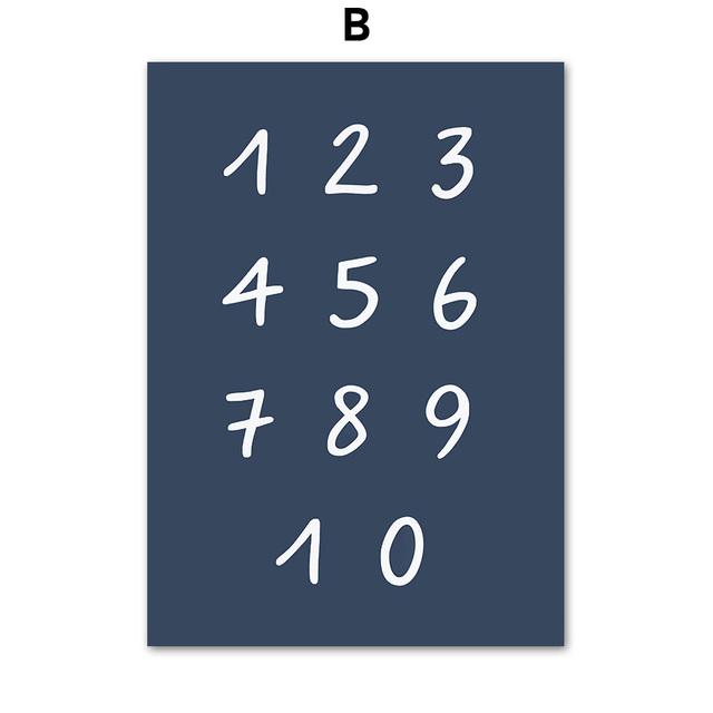 Cartoon Anzahl Alphabet Regenbogen Wolke Bär Wand Kunst Leinwand Malerei Nordic Poster Und Drucke Wand Bilder Für Kinder Zimmer Dekor