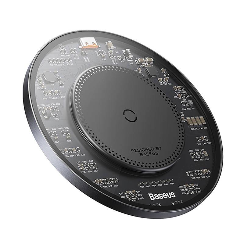 Kabelloses Induktionsladegerät Baseus Simple 2, 15W Mit USB-C zu USB-C Kabel (Schwarz)