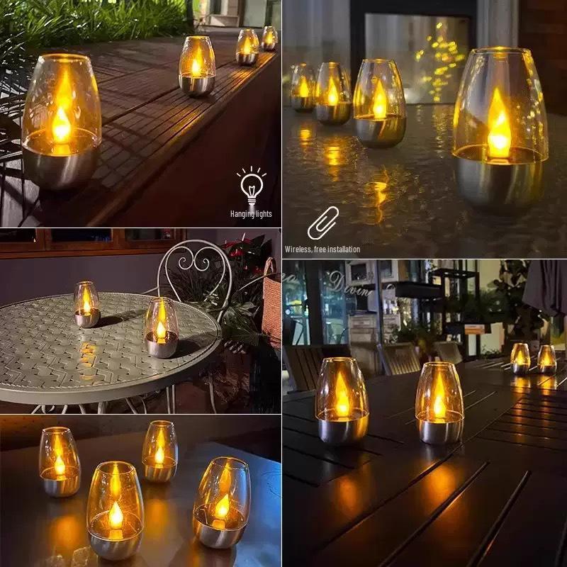 Solar Simulation Wine Glass Lamp: Waterproof Outdoor Candle for Courtyard and Garden Decoration