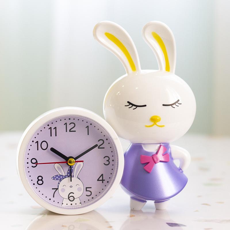 

Красочный детский будильник в виде кролика с длинными ушами, мультяшный будильник, креативный маленький будильник, студенческий маленький будильник, прикроватные часы для спальни
