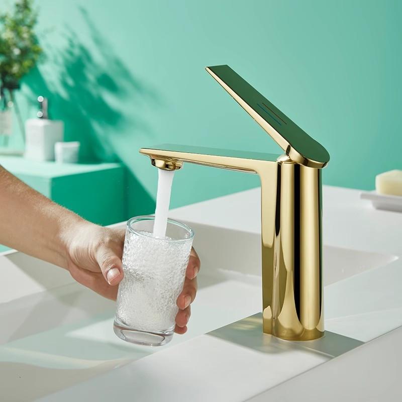 Tuqiu Gold Bathroom Faucet Gray Bathroom Basin Faucet Cold And Hot Water Mixer Sink Tap Single Handle Deck Mounted Tap