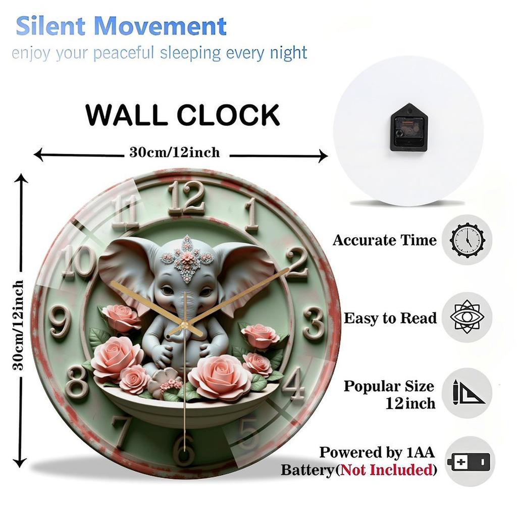30cm Round Glass Wall Clock Incorporating Custom Metal or Wood Inlays