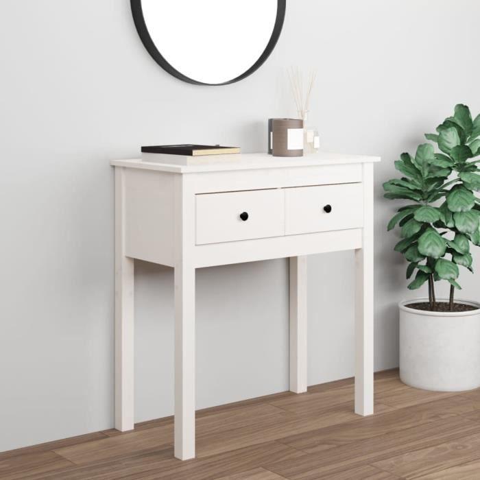 VidaXL Console Table White 70x35x75 Cm Solid Pine Wood 814610