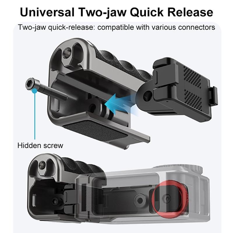 Aluminum Alloy Camera Handle with Rapid Detach Mechanism for Action 5Pro/4/3 Cameras Cold Shoe Mounts Ergonomic Design