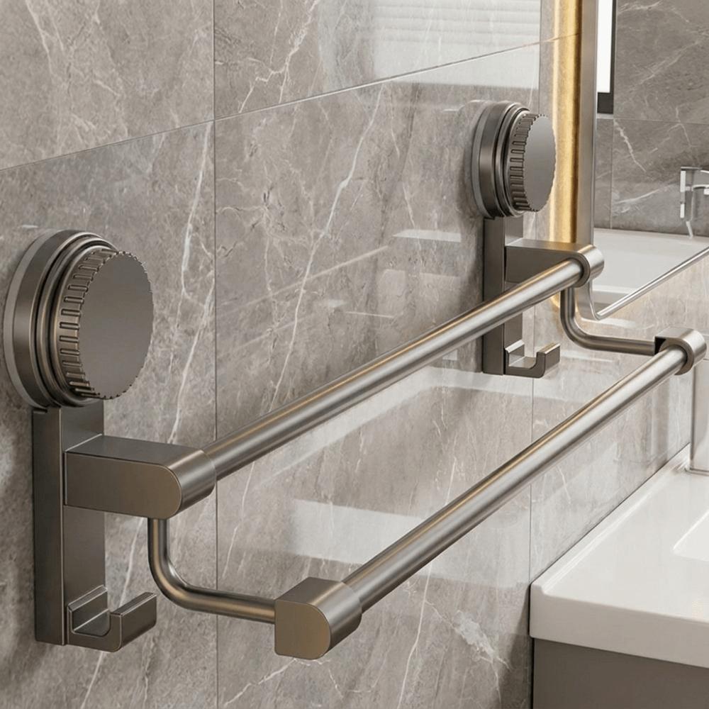 Wall-Mounted Towel Holder Suction Cup Style Storage Shelf Towel Storage Rack Bathroom