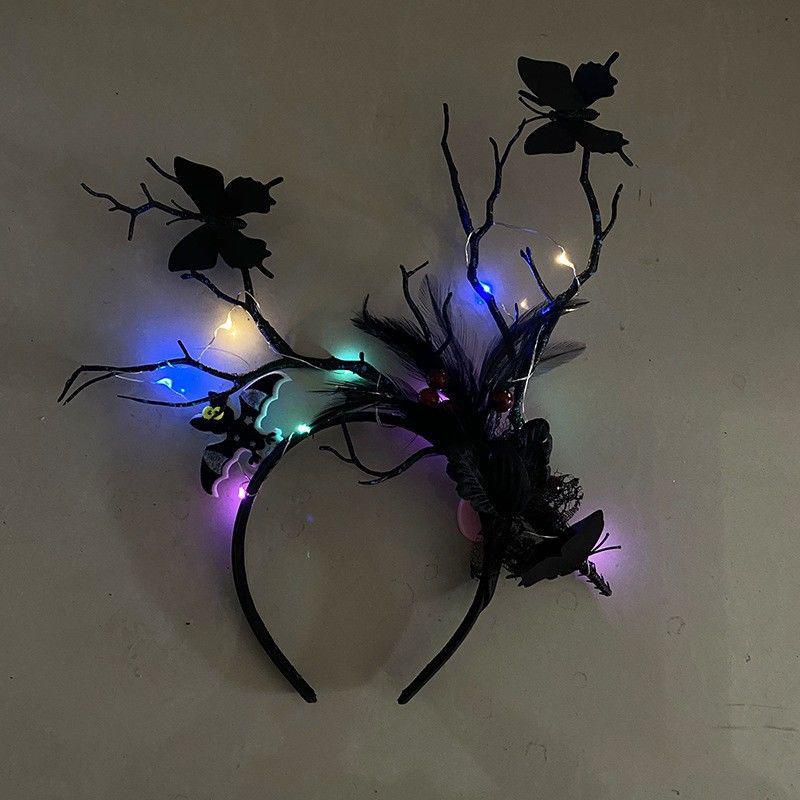 Diadema Exagerada Estilo Mori con Flores y Astas para Niños, para Fotos y Actuaciones