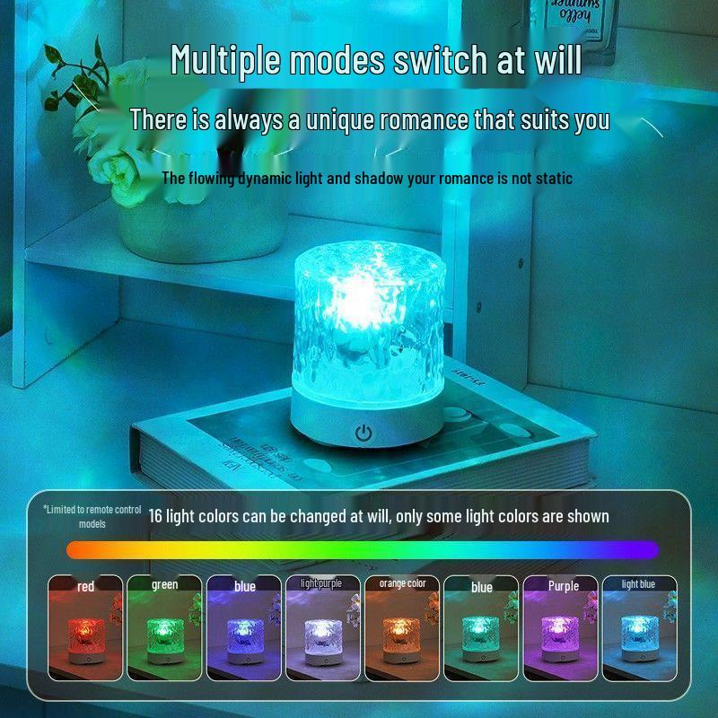 Ripple Pattern Night Light: Romantic Rotating Bedside Lamp for a Cozy Bedroom Atmosphere