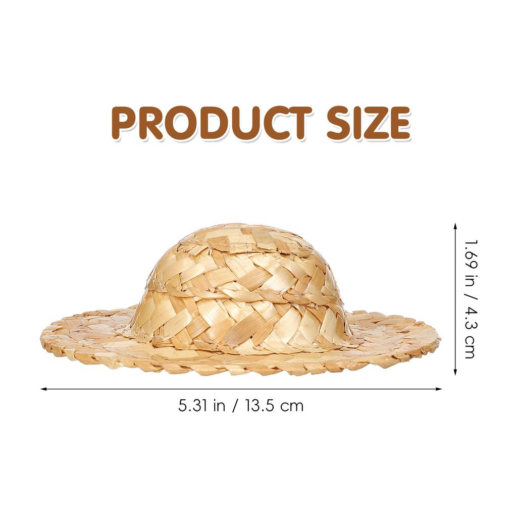 10Pcs 12.1cm Miniature Straw Hat Handwoven Tiny Hats for Crafts Decorative Accessory DIY Party Favors Home Decoration