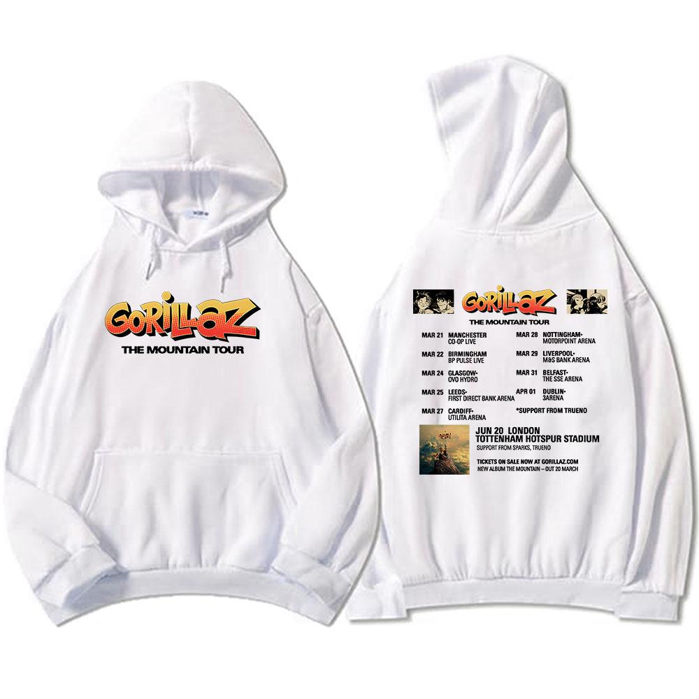Gorillazs The Mountain 2026 Tour Mikiny Módní Mikiny s dlouhým rukávem a kapucí Podzim Zima Fleecové Pulovry Streetwear