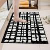 Black & White Striped Non-Slip Absorbent Bathroom Mat – Versatile for Toilet, Bedroom, and Door Entry.