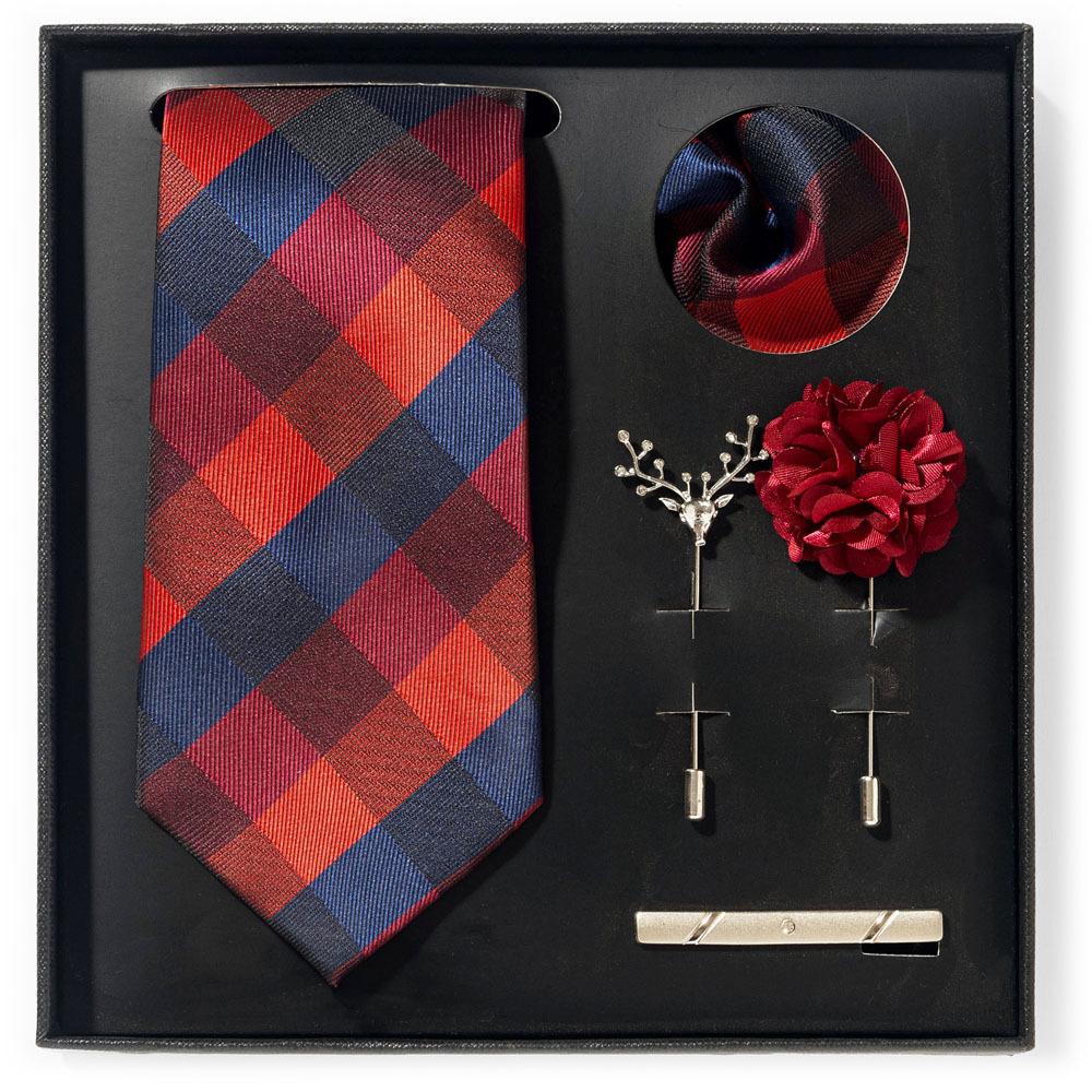 Tie Men'S Net Color Striped Cashew Flower Men'S Tie High Sense 6-Piece Gift Box Men'S Suit Accessories