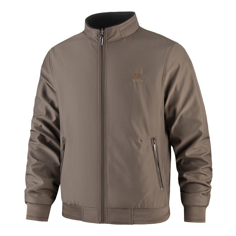 Mens Business Casual Stand Collar Jacket Middle Aged Outdoor Lightweight Loose Fit