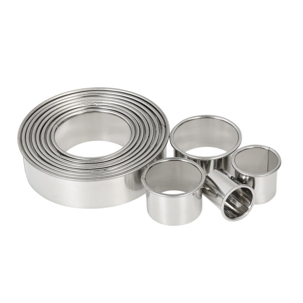 12pcs/set Multifunctional Stainless Steel Circle Cookie Cutter DIY Fondant Cake Decoration Molds