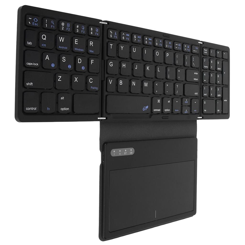 Foldable Bluetooth Keyboard Low Latency Bluetooth 5.1 Full Size Keyboard with Large Touchpad for IOS for Android for