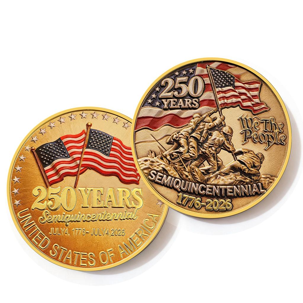 250th Anniversary Commemorative Coin Independence Day Founding Medal Challenge Coin Embossed Metal Coin Color Printed Badge