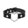 Silvery Heart Gothic Studded Bracelet Pu Leather Adjustable Black Wristband Rock Punk Cuff Bangles